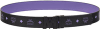 MCM Claus Matte M Reversible Belt 1.75” in Embossed Leather, Black/Purple