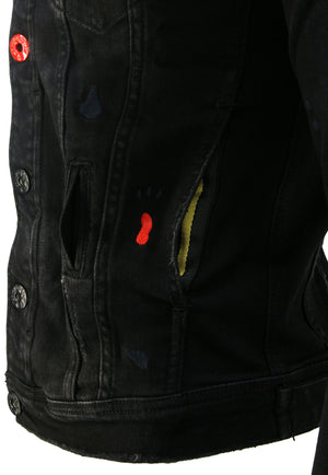 Men's Black Drip Premium Denim Jacket - Krush Clothing